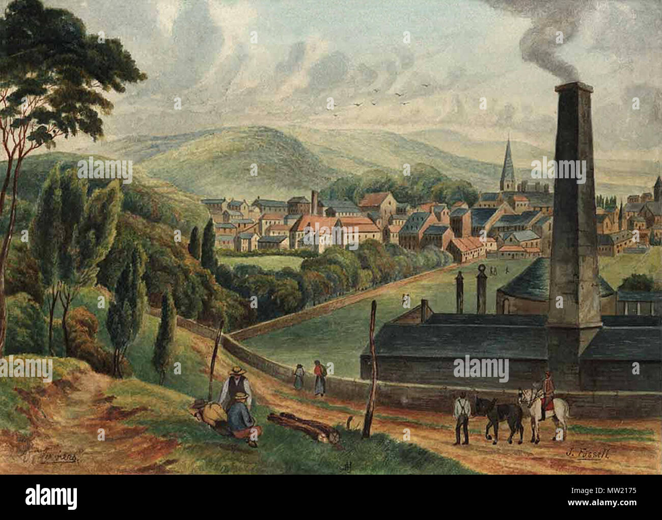 .  Français : Vue de Verviers . Milieu du XIXe siècle. Joseph Fussell (1818-1912) 638 Vue de Verviers. Joseph Fussell (1818-1912) Stock Photo