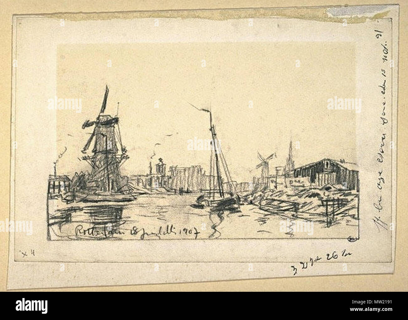 Français Vue Du Port De Rotterdam Par Le Peintre Américain