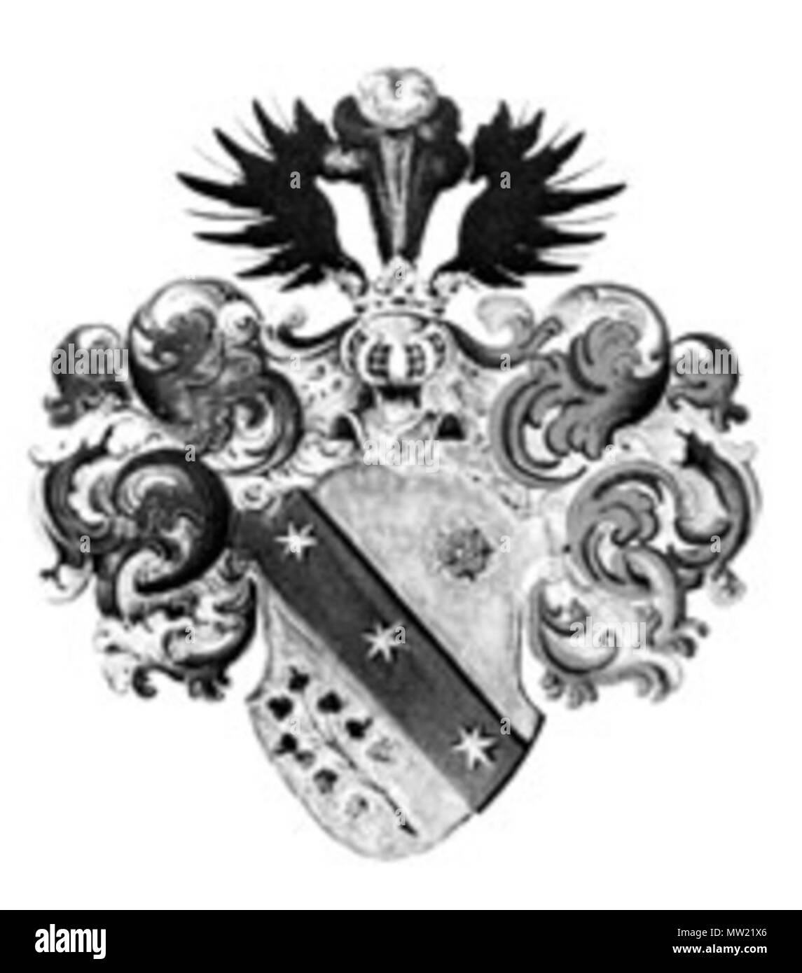 . Deutsch: Wappen der Familie von Schrader. Verliehen 1708. 22 September 2015. Unknown 642 Wappen-Schrader Stock Photo