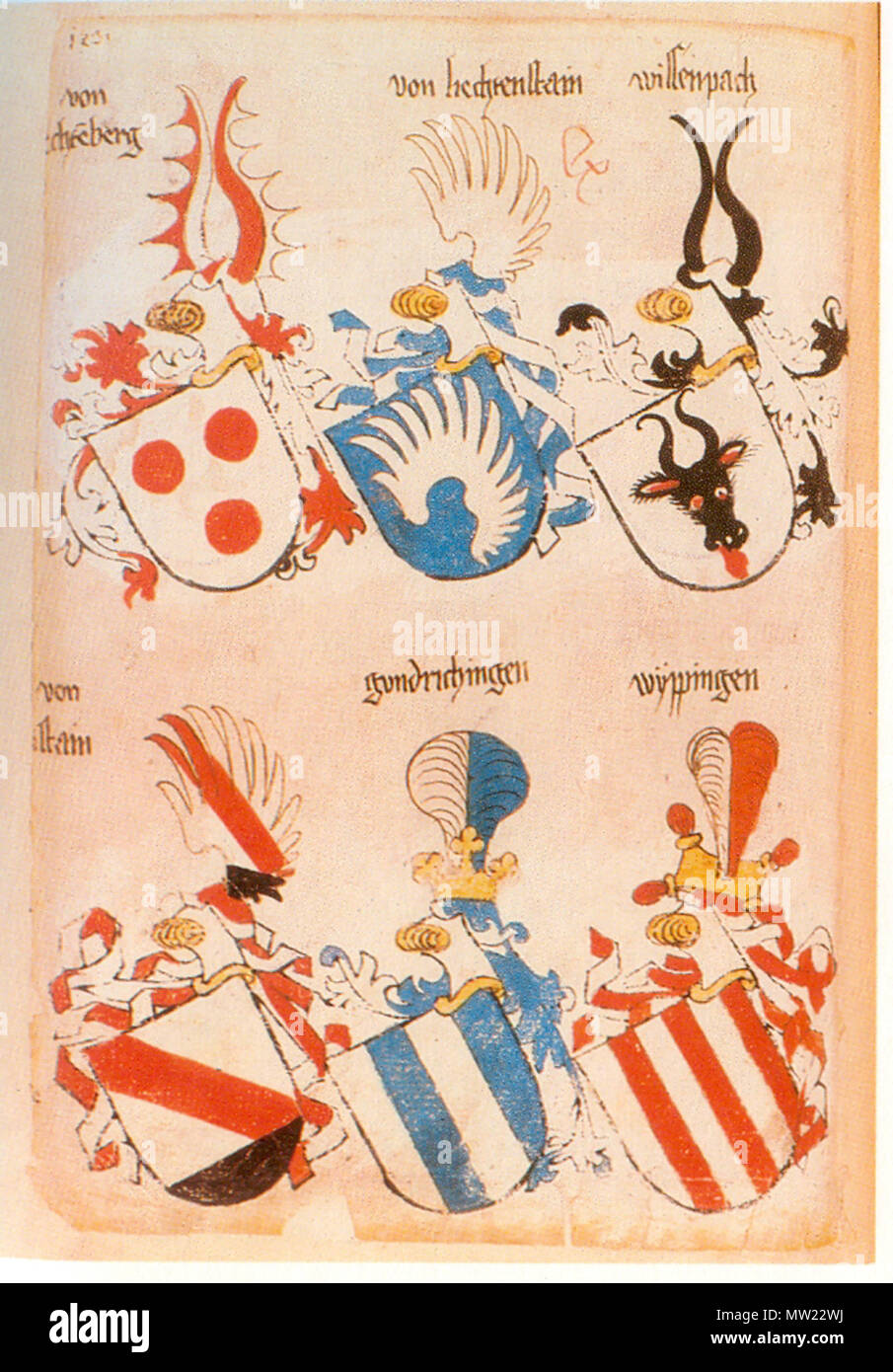 . Ingeram-Codex der ehemaligen Bibliothek Cotta von/(h)echte(n)berg (Hechtenberg) von hechtenstain wissenpach von/..stain (Tuchsenhausen) gundrichingen wyppingen 668 Ingeram Codex 123 Stock Photo