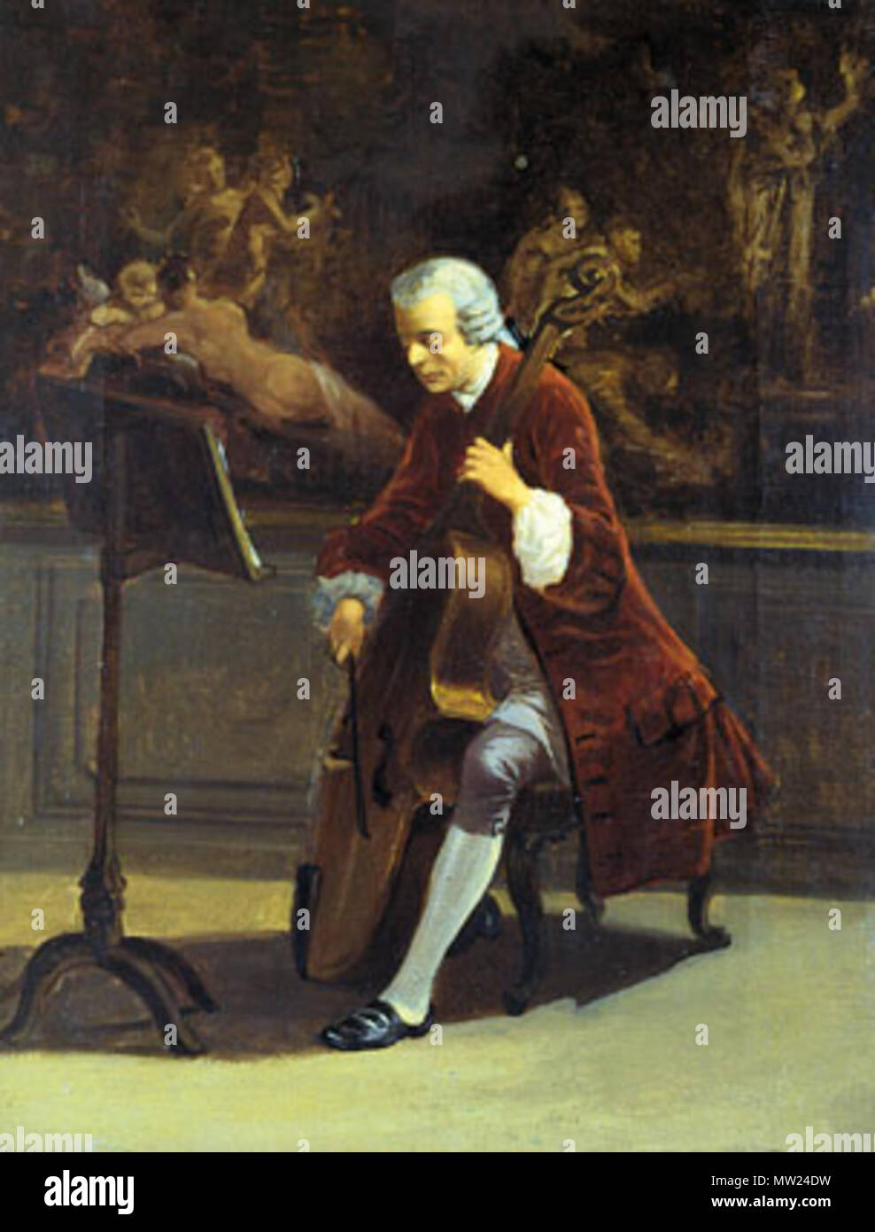 . English: Musician (Hudebník) . Unknown date. Emil Zillich (1830-1896) 661 Zillich Musician Stock Photo