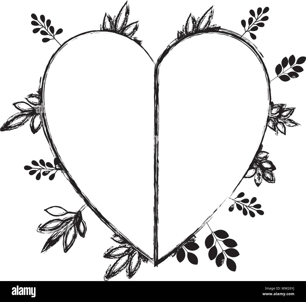 heart love with leafs plant decorative Stock Vector Image & Art - Alamy