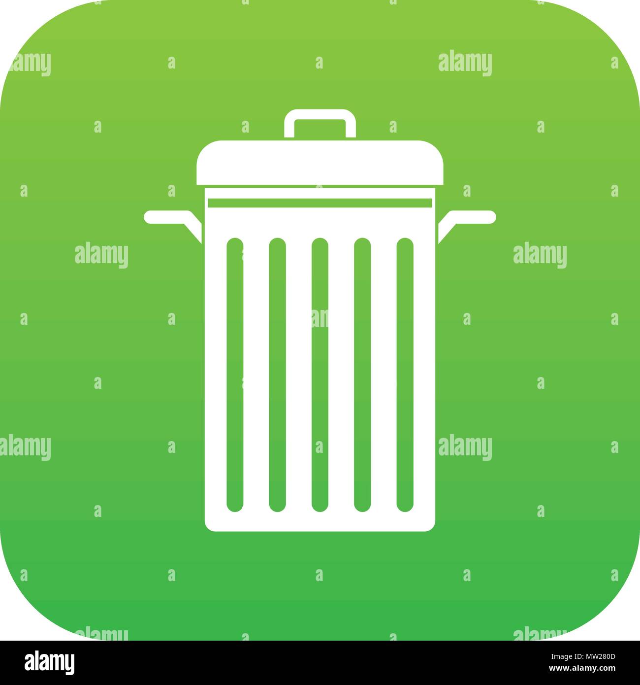 Metal trash can icon digital green Stock Vector