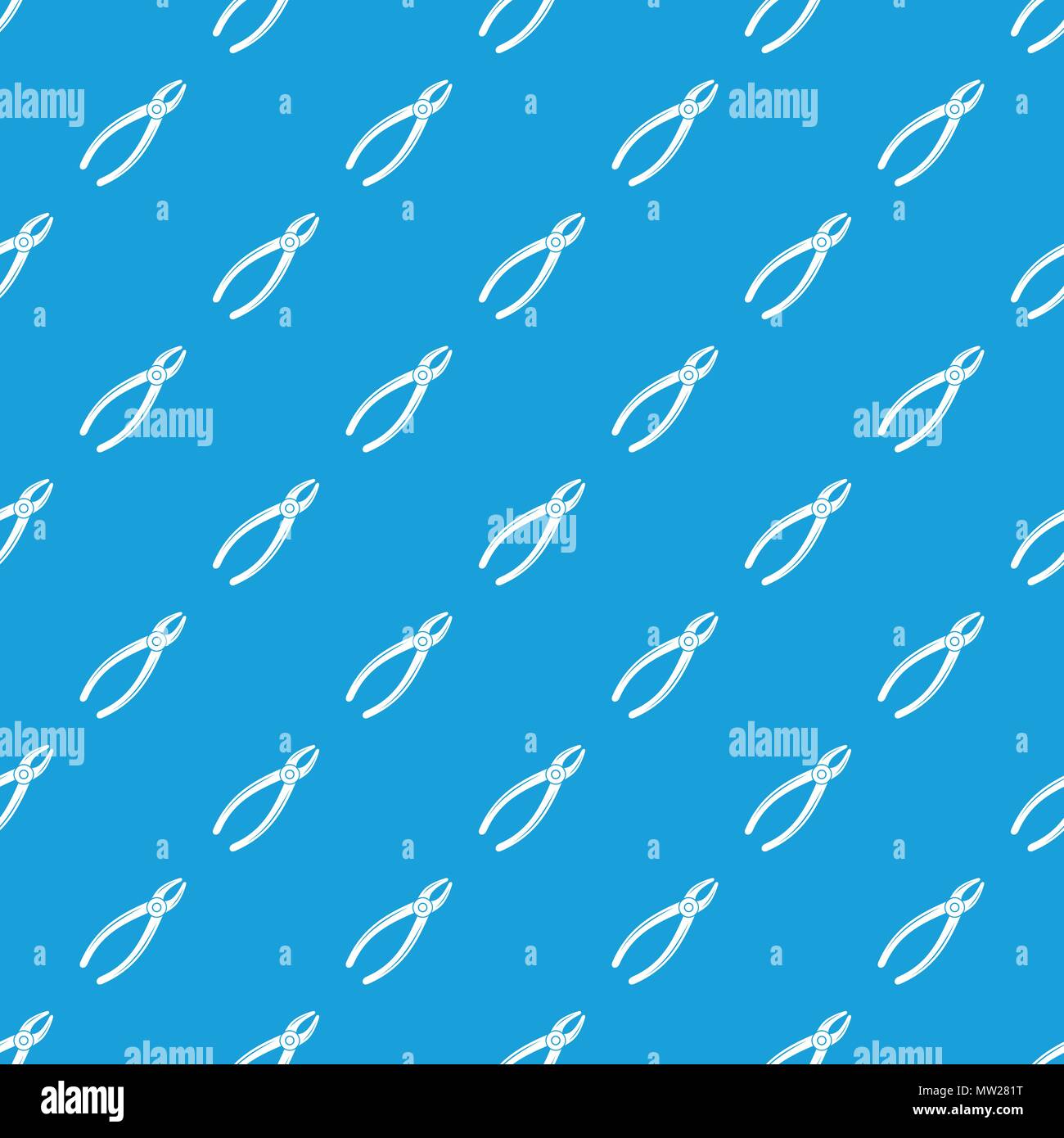 Tooth pliers pattern vector seamless blue Stock Vector