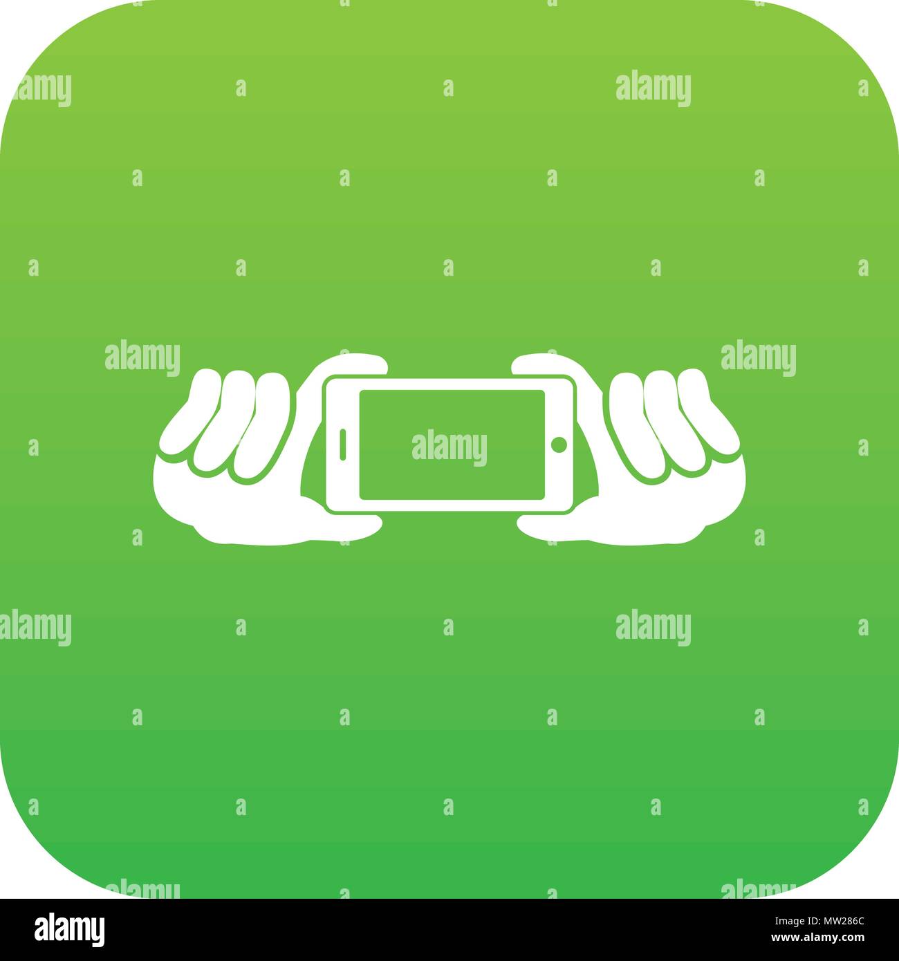 Two hands holding mobile phone icon digital green Stock Vector Image ...