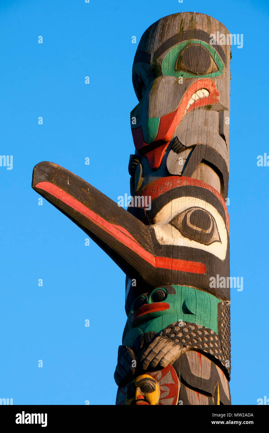 Totem pole, Little Creek Casino Resort, Mason County, Washington Stock Photo