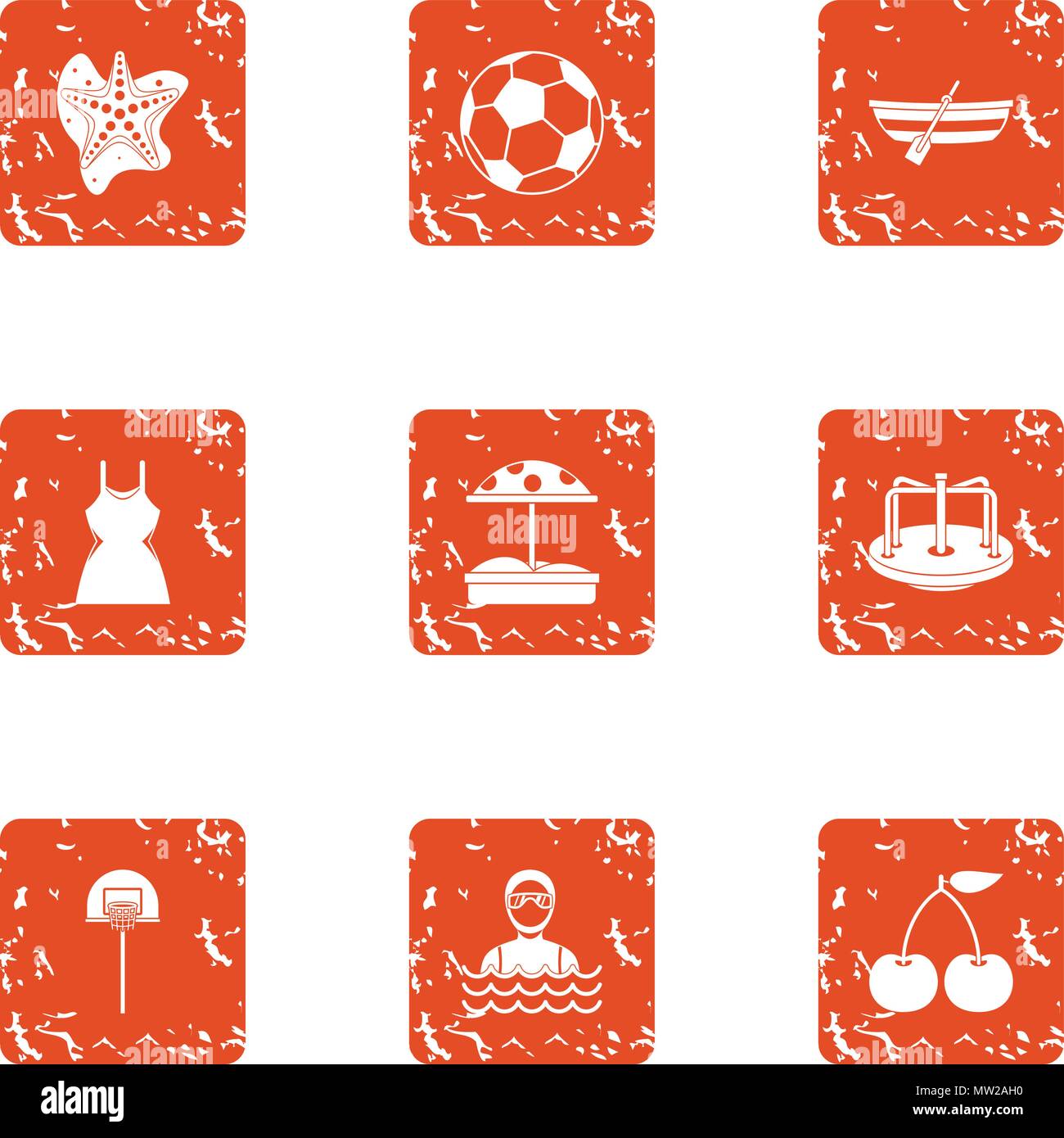 Refreshment icons set, grunge style Stock Vector
