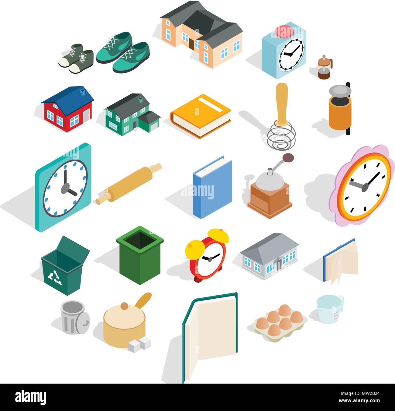 Home library icons set, isometric style Stock Vector Image & Art - Alamy