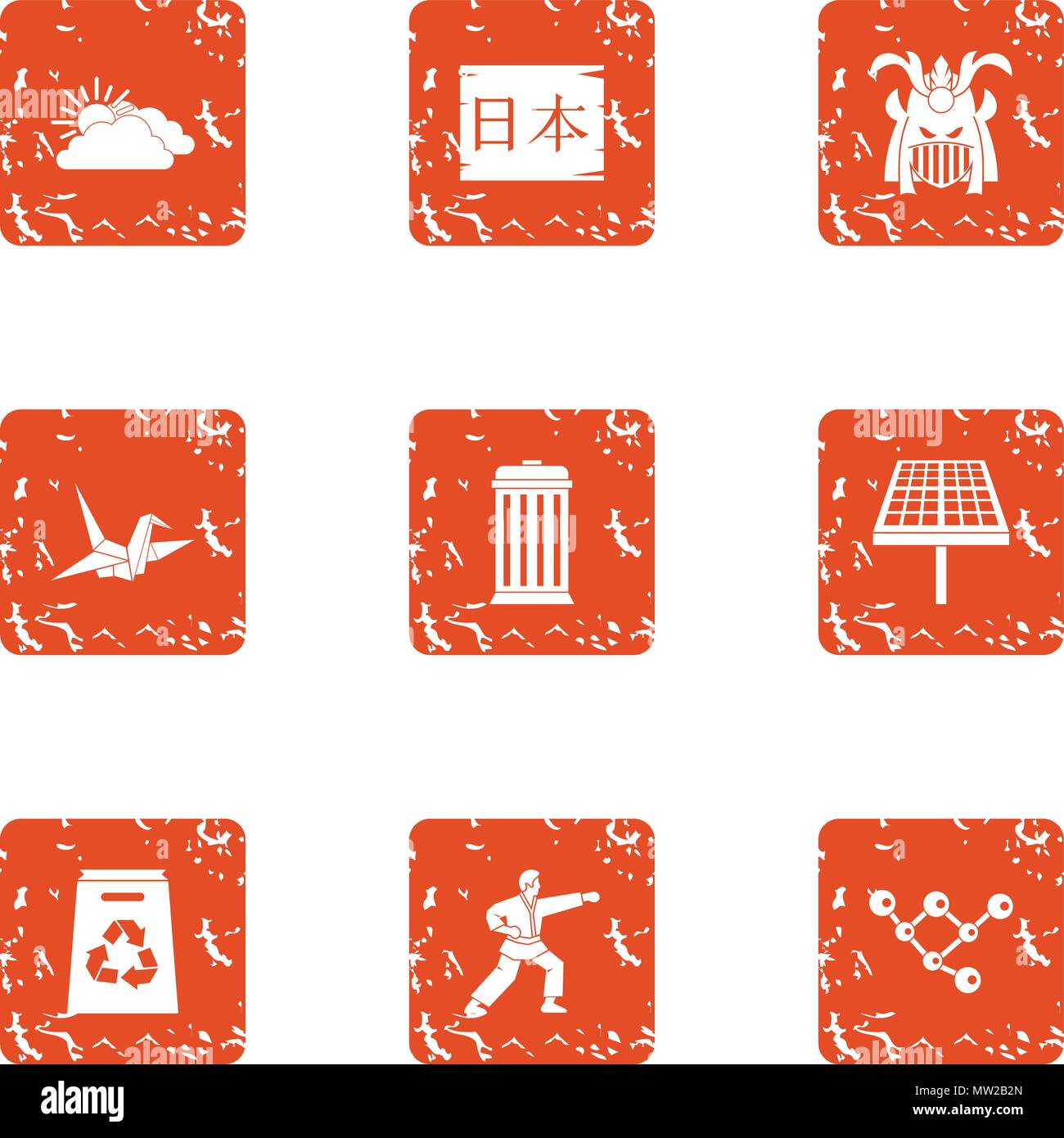 Asia mentality icons set, grunge style Stock Vector Image & Art - Alamy