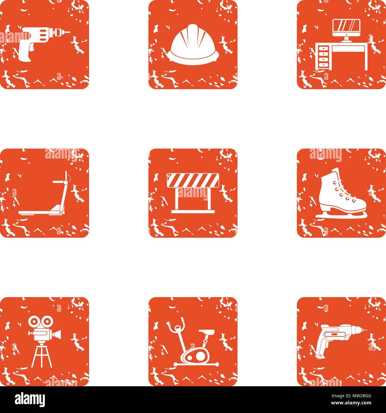Equip the simulator icons set, grunge style Stock Vector