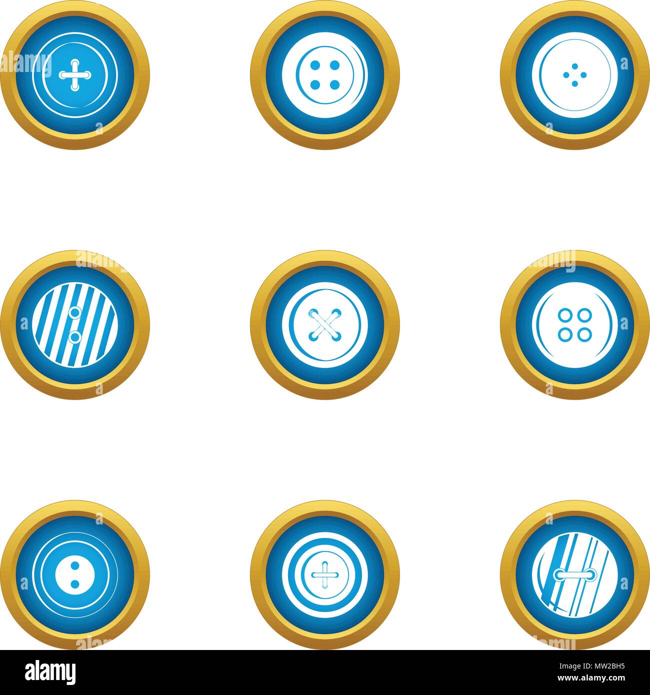 Button on clothes icons set, flat style Stock Vector Image & Art - Alamy