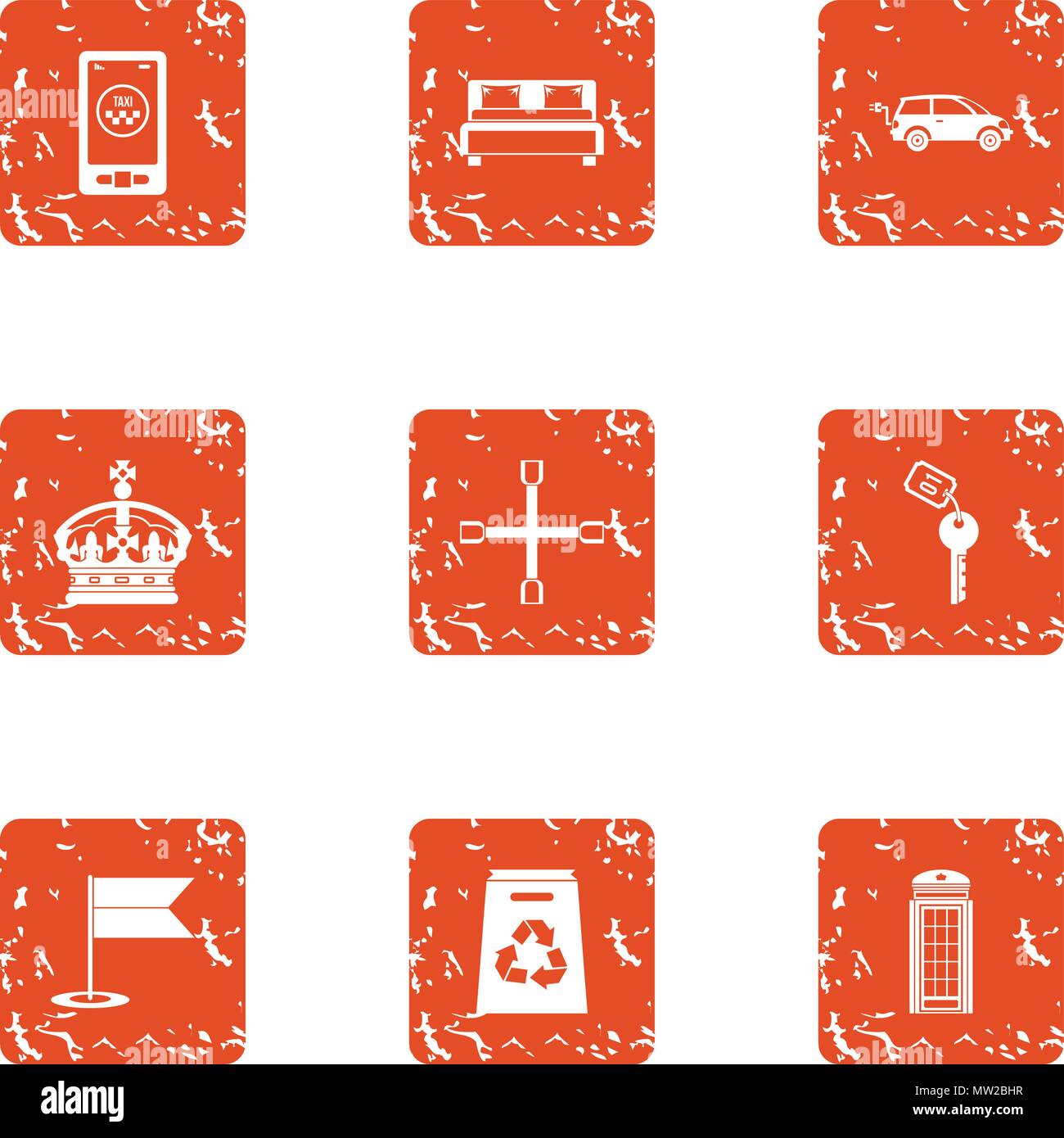 Target structure icons set, grunge style Stock Vector