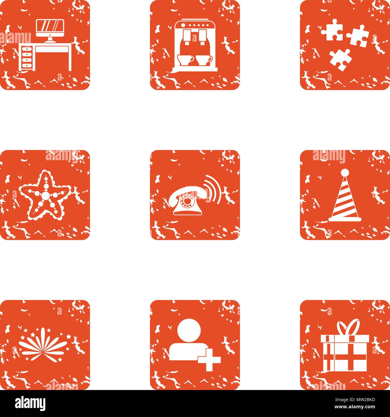 Presentations icons set, grunge style Stock Vector