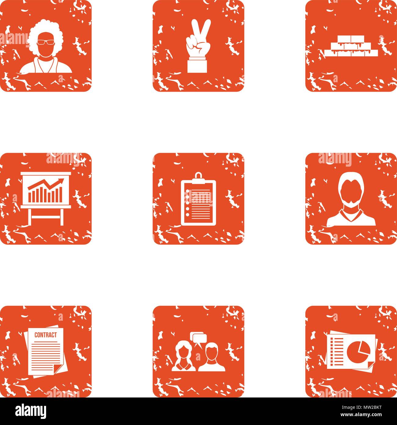 Rising knowledge icons set, grunge style Stock Vector