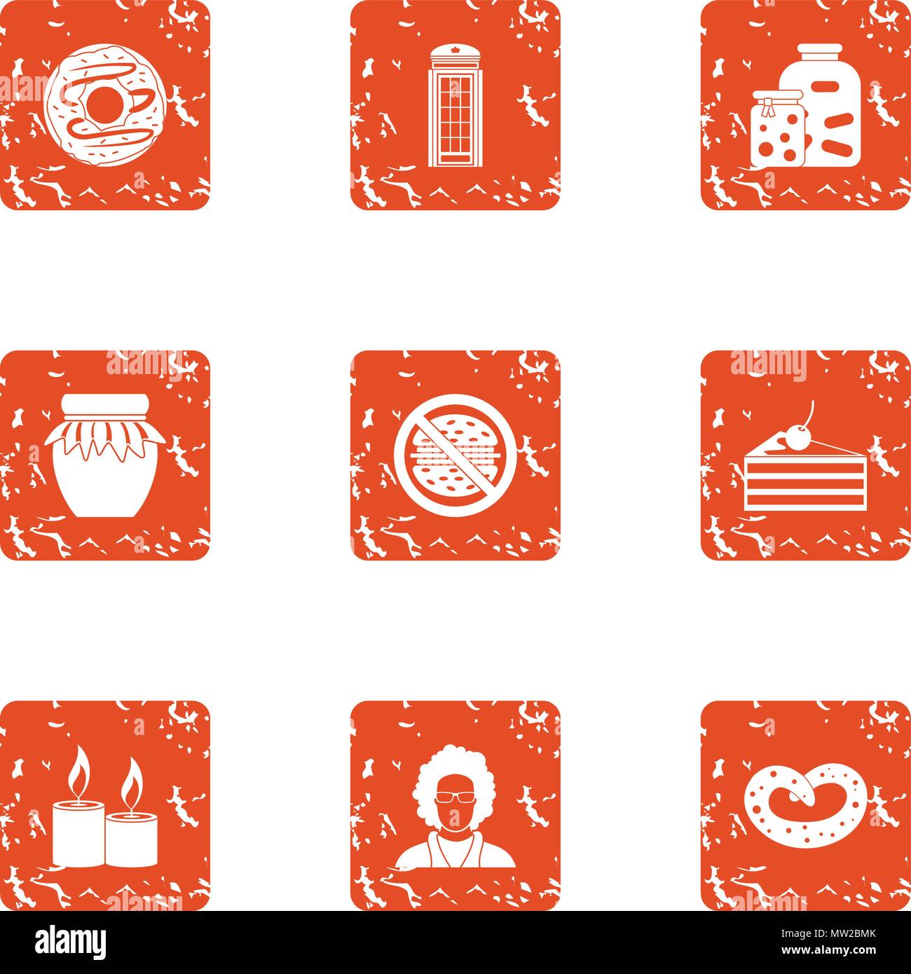 Snack for tea icons set, grunge style Stock Vector