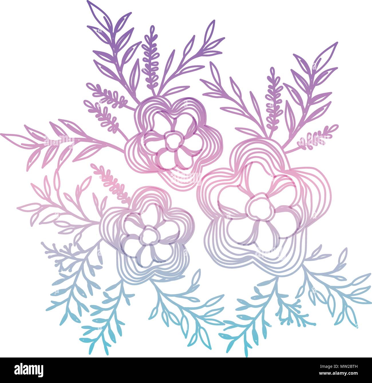 flower and leafs decorative icon Stock Vector Image & Art - Alamy