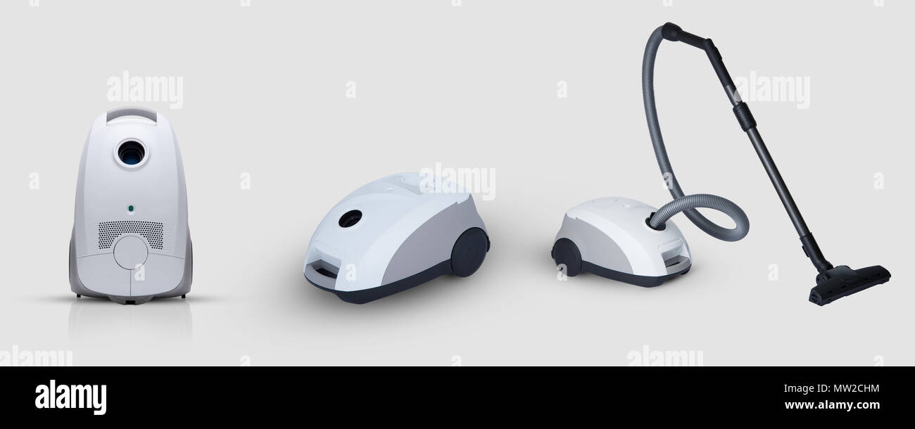 full view of a modern household vacuum cleaner on a white background. for copy space and cut out Stock Photo