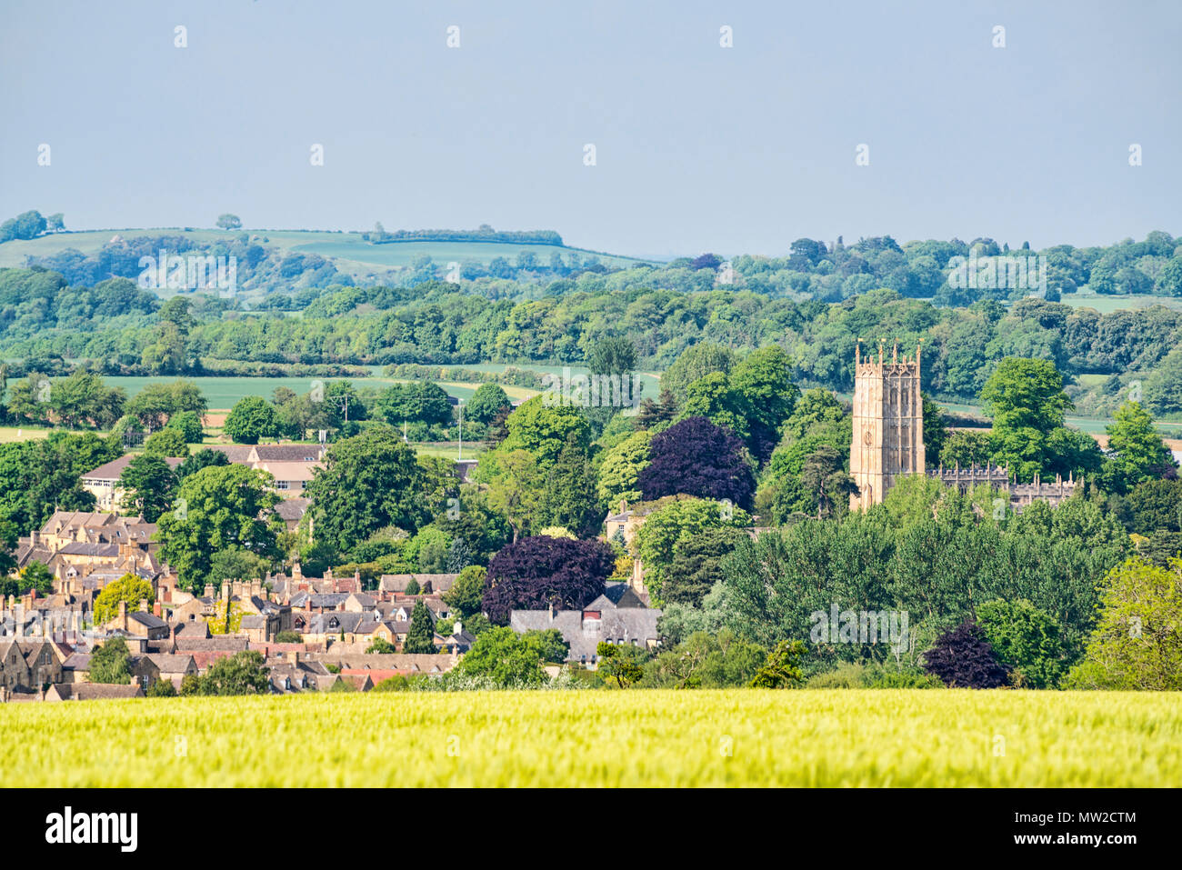 Looking down to Chipping Campden, Cotswolds, Gloucestershire; UK; England Stock Photo