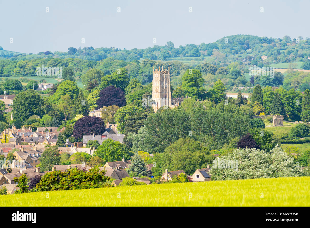Looking down to Chipping Campden, Cotswolds, Gloucestershire; UK; England Stock Photo