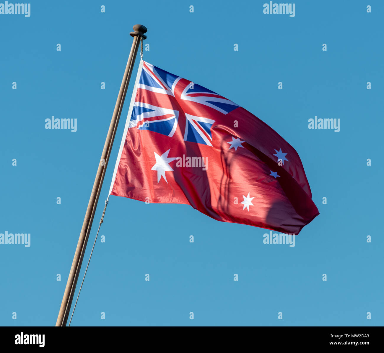 Australian Red Ensign On A Pole Stock Photo - Alamy