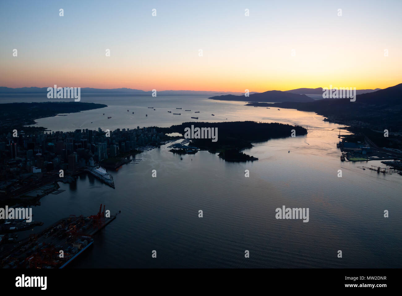 Aerial view of Downtown Vancouver, British Columbia, Canada. Taken ...
