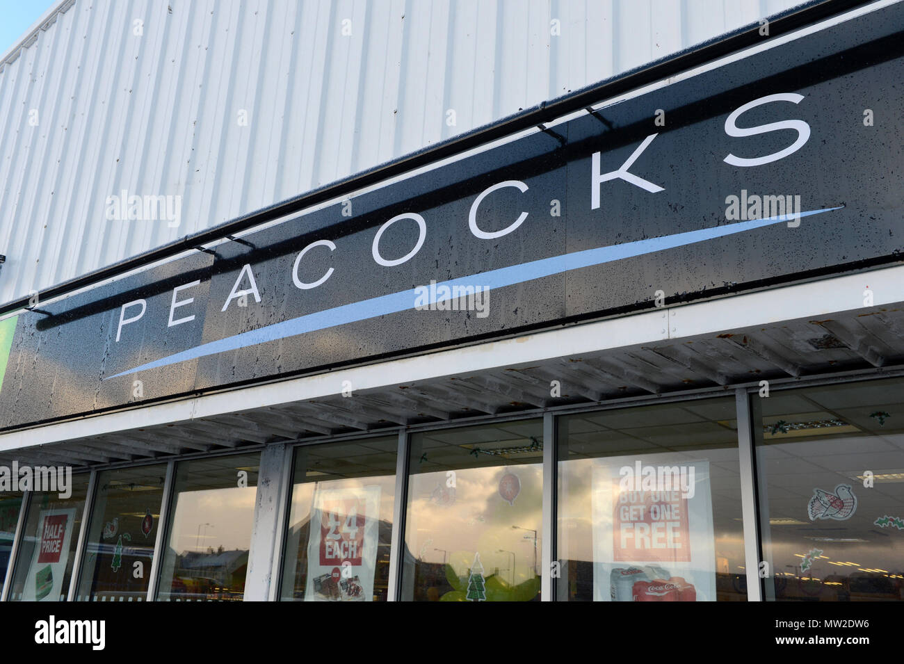 Outside and inside of Peacocks retail chain that sells clothing and calls itself a value fashion store Stock Photo