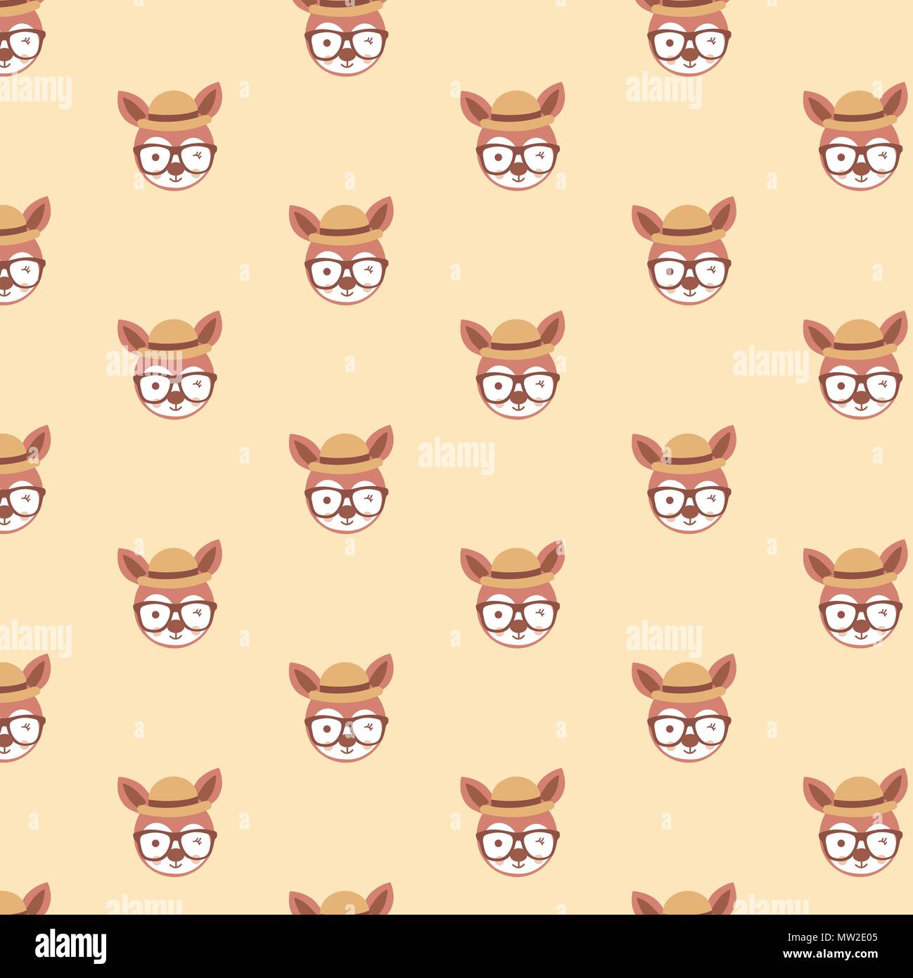Cute stylized cartoon kangaroo pattern on pastel background. Stock Vector