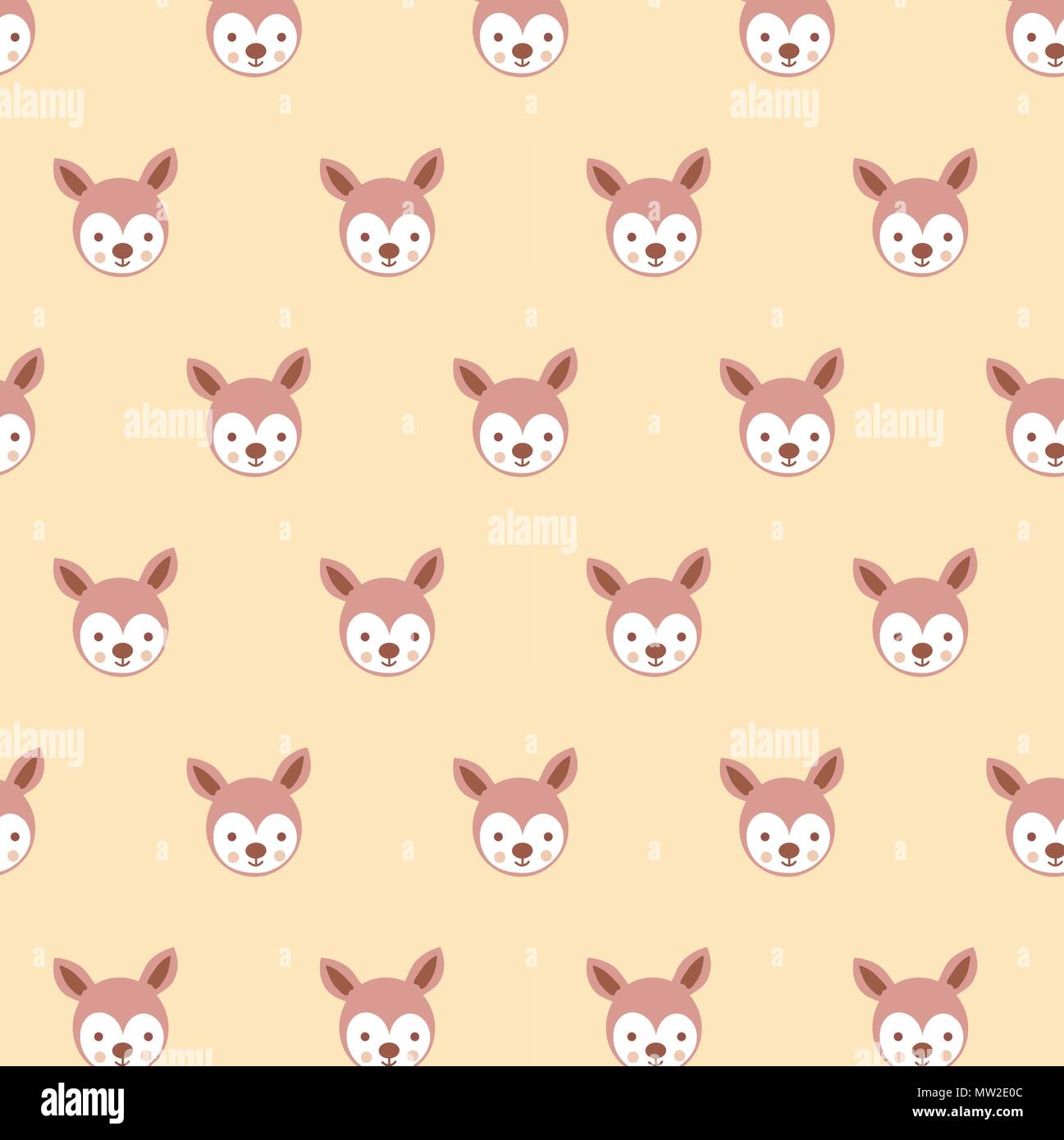 Cute stylized cartoon kangaroo pattern on pastel background. Stock Vector