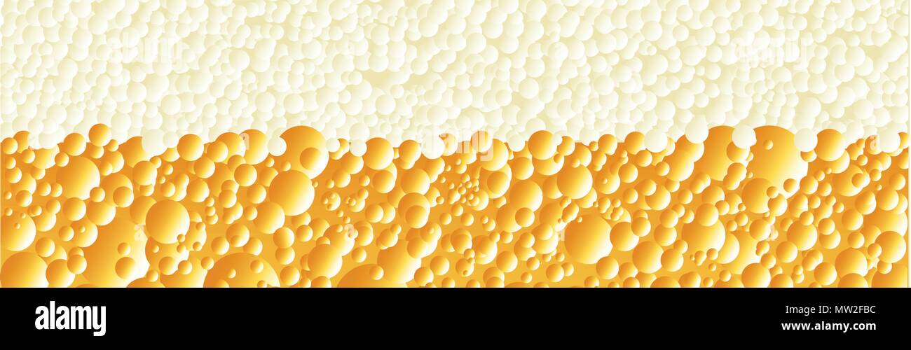 Bubbles and froth on a fizzy drink as a wide banner Stock Vector