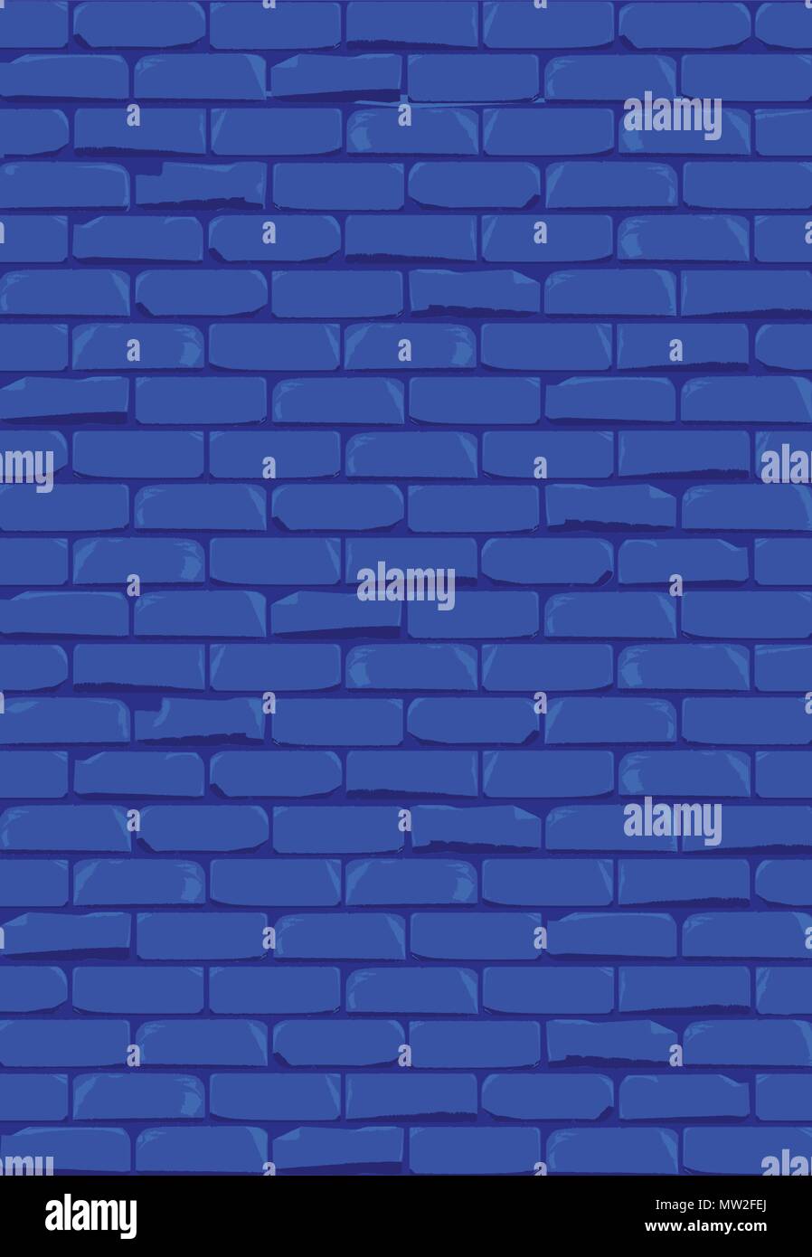 A bright blue brick wall with showing some damage as a background Stock Vector