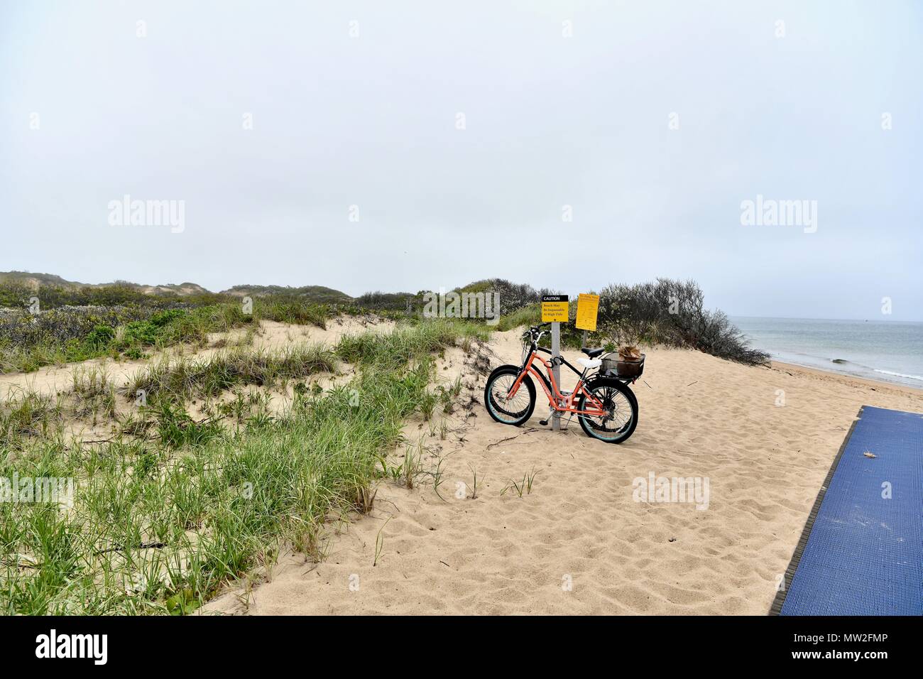 Bike parked on the beach at the Cape Cod National Seashore