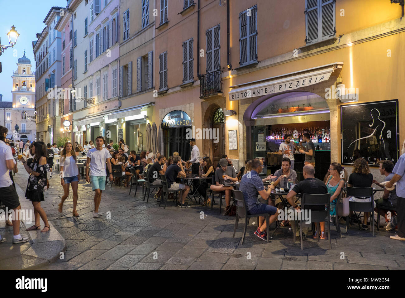 Italy Emilia Romagna Parma Bars And Restaurants In Farini Street At Nightfall Stock Photo Alamy