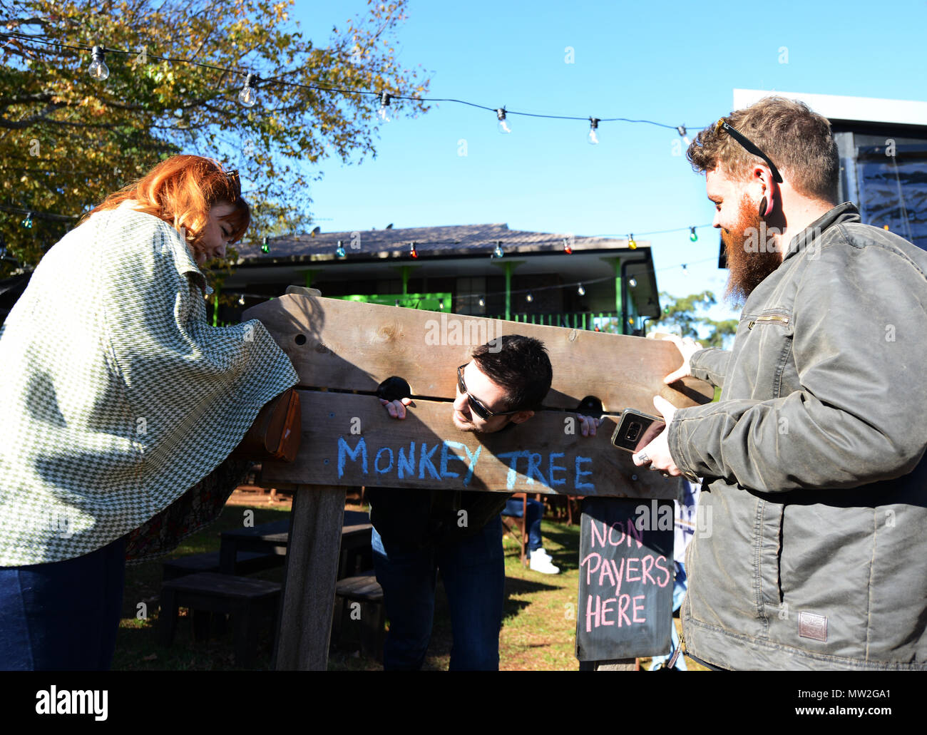 Having fun at the Monkey Tree bar & restaurant in Mt. Tamborine, QLD