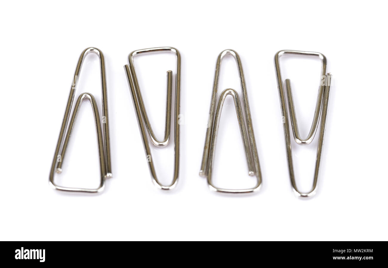 Paperclips on white background Stock Photo Alamy