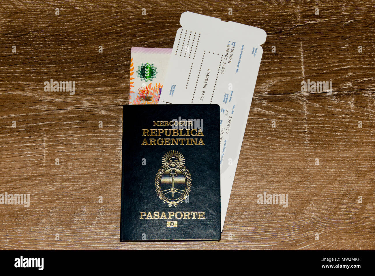 Argentina Passport & Boarding Pass Stock Photo