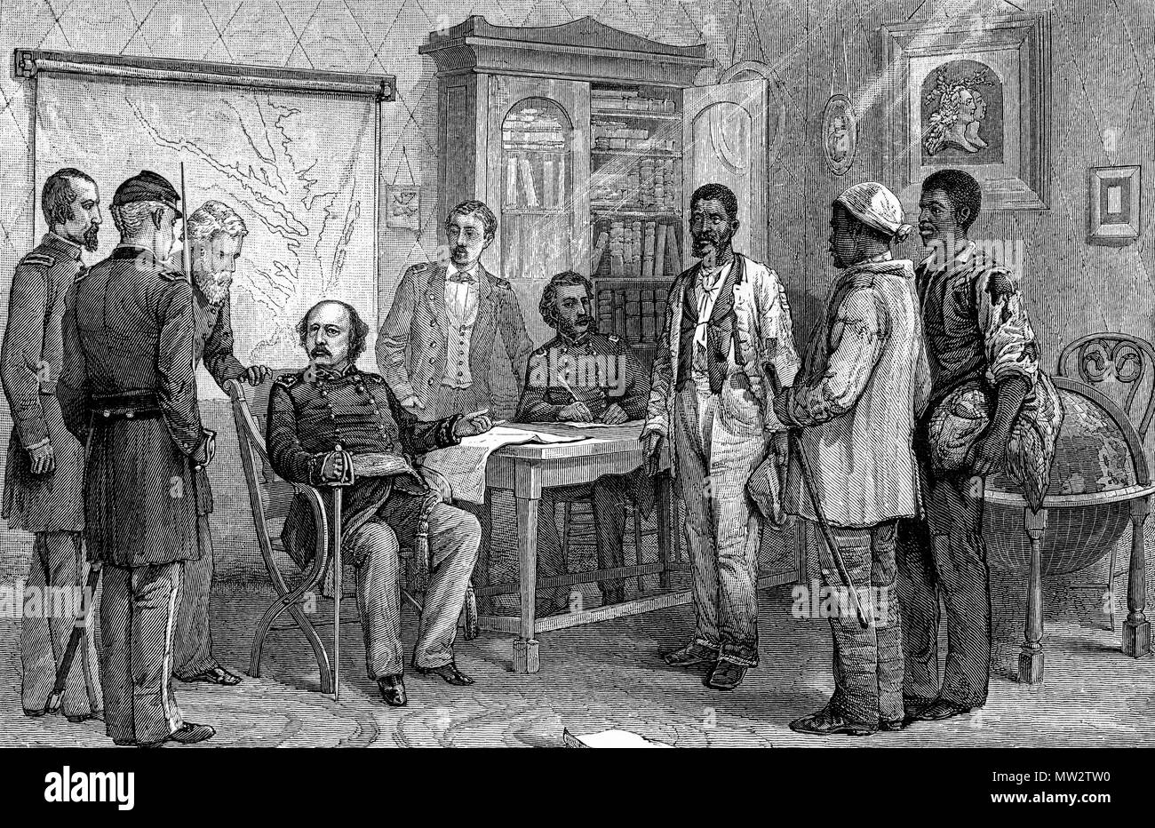 General Butler Refusing to Return Escaped Slaves  known as Contrabands. Stock Photo
