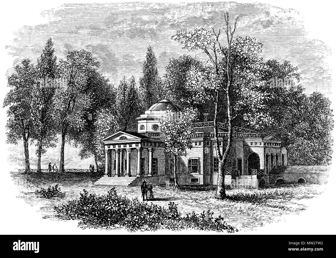 Monticello Thomas Jefferson Home Drawing Stock Photo