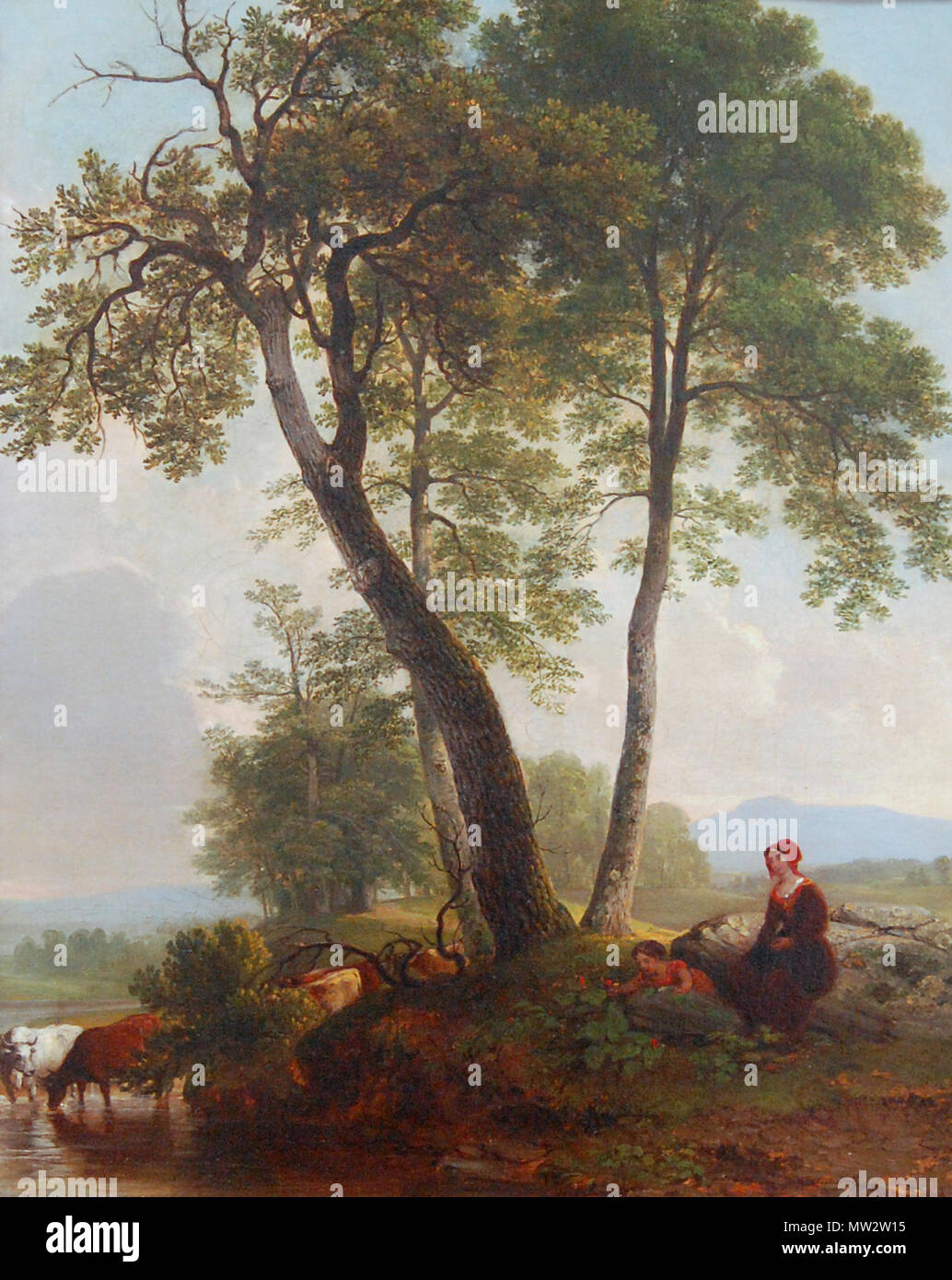 . 'Pastoral Scene' by Asher Brown Durand, from the collection of the w:Hickory Museum of Art . w:Asher Brown Durand (1796–1886) 59 Asher Durand- Pastoral Scene Stock Photo