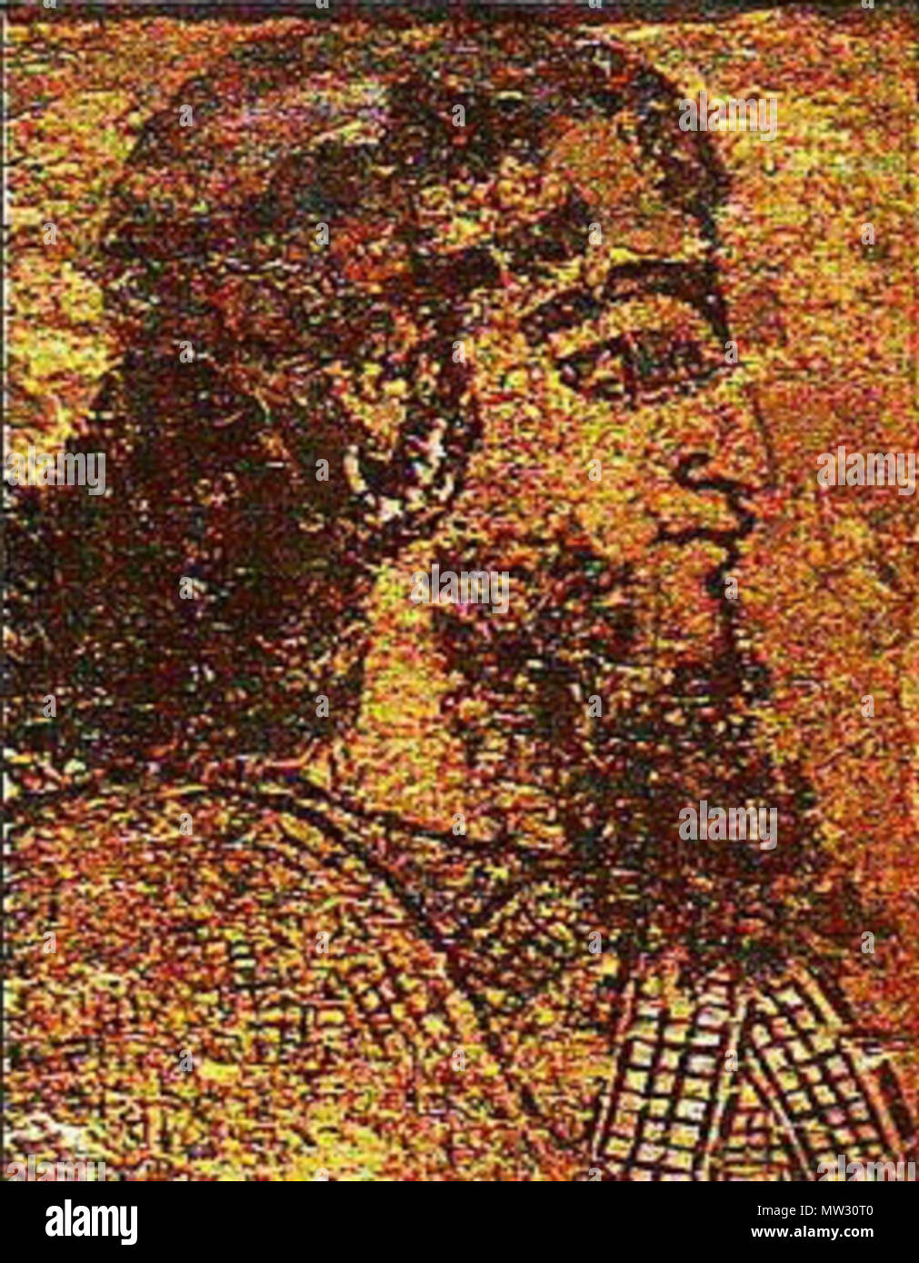 . Male head, 7th century fresco from Til Barsip (Allepo museum) . 7 century BC. Anonymous 389 Male head, 7th century fresco from Til Barsip (Allepo museum) Stock Photo