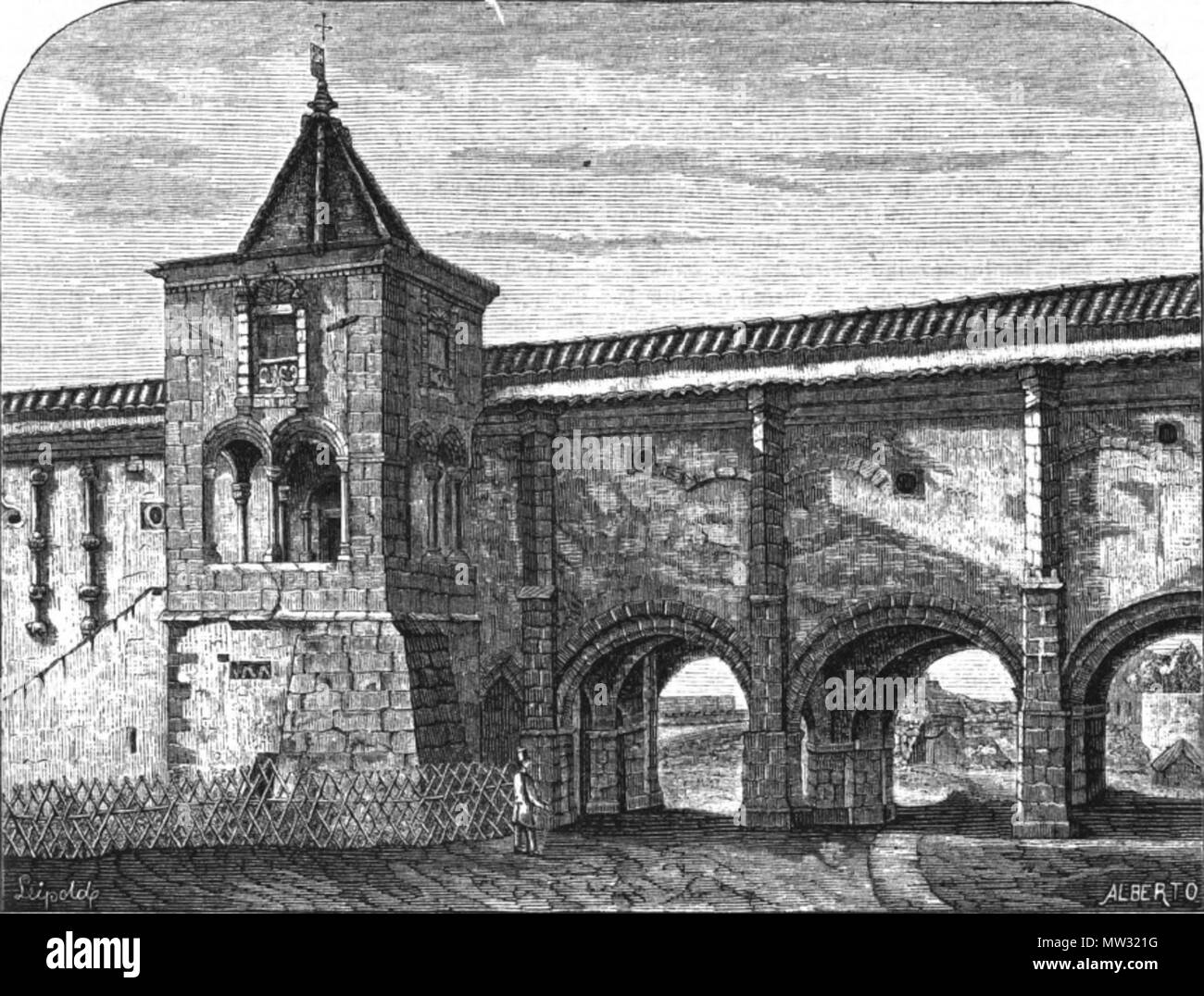 . English Engraving of the Royal Palace of Évora in the 19th century (before 1868) . 1868