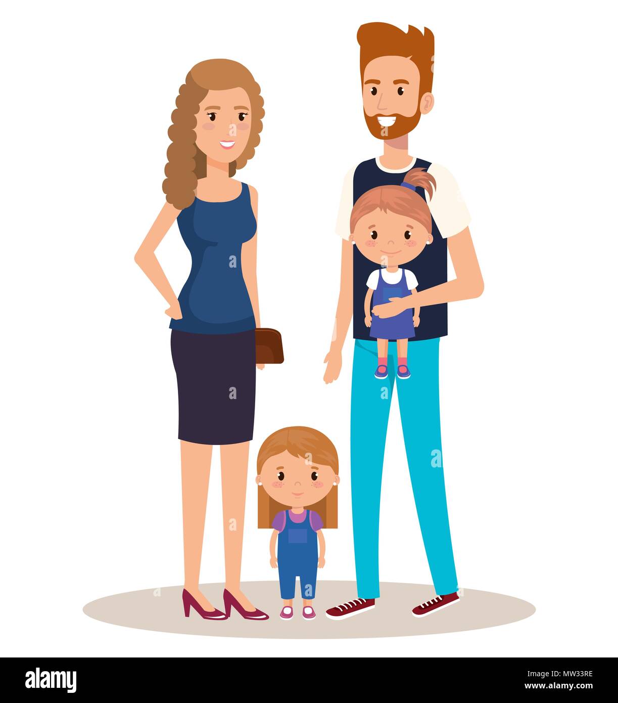 father and mother with daughters Stock Vector