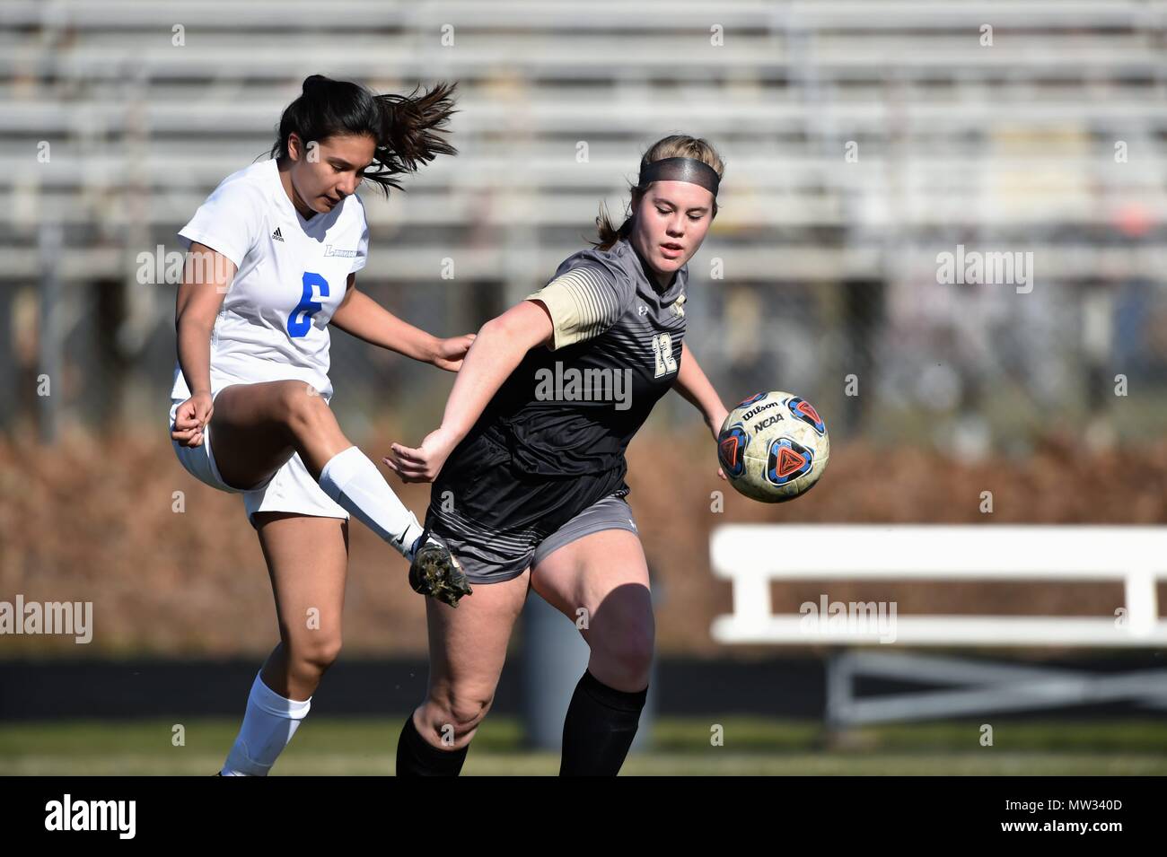 Female football player kicking ball hires stock photography and images