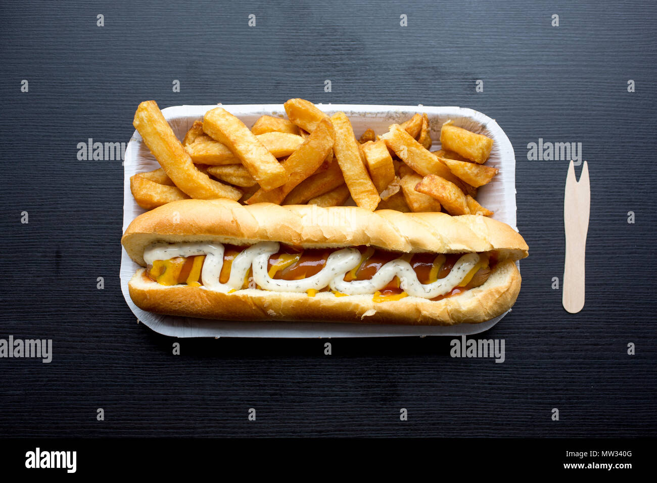 Hot dog and chips Stock Photo