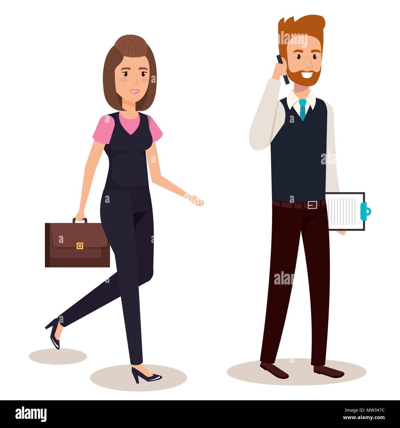 business couple isometric avatars Stock Vector