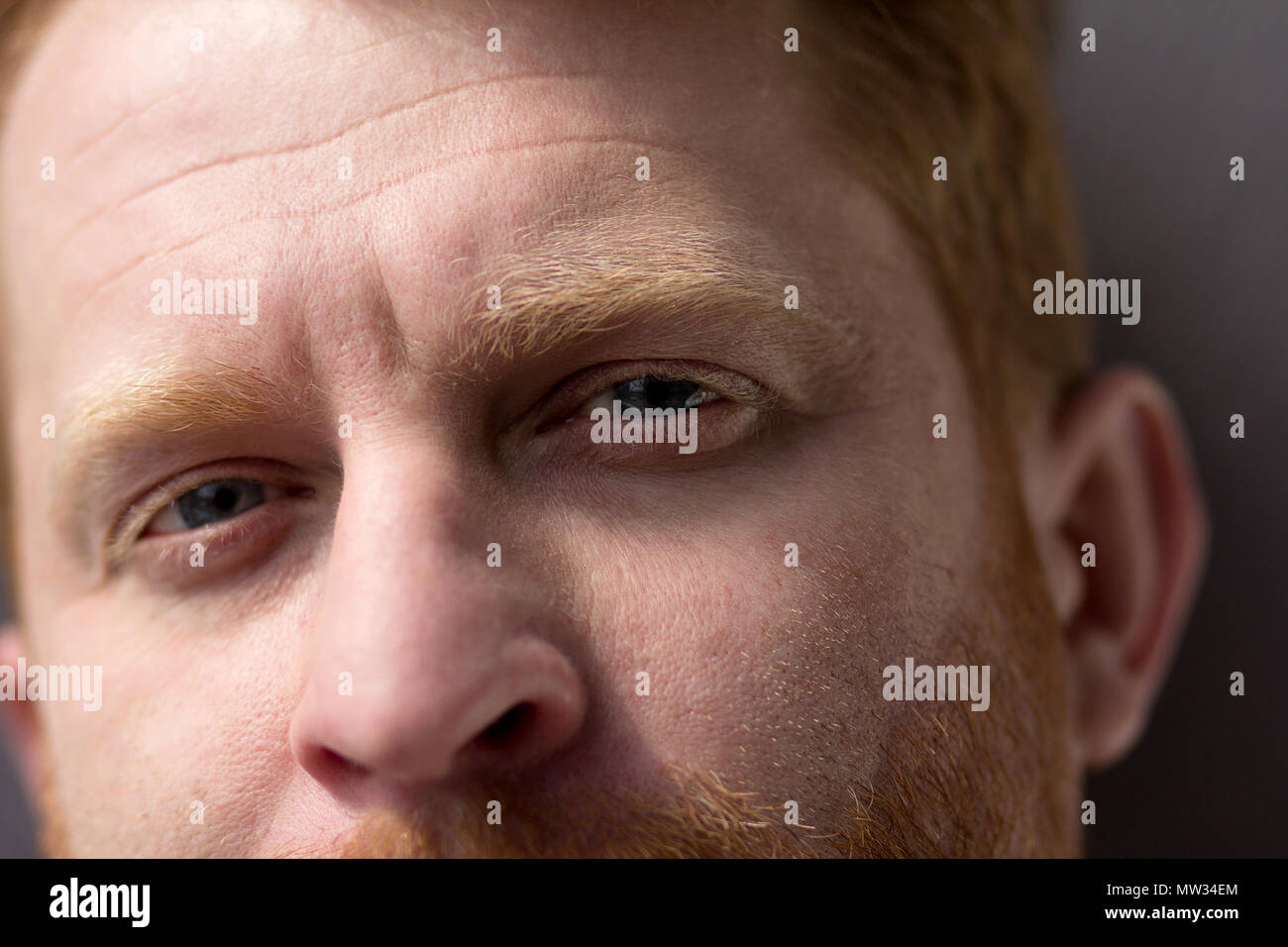 Man With Beautiful Blue Eyes Looking Straight Into Camera Close Up Of 