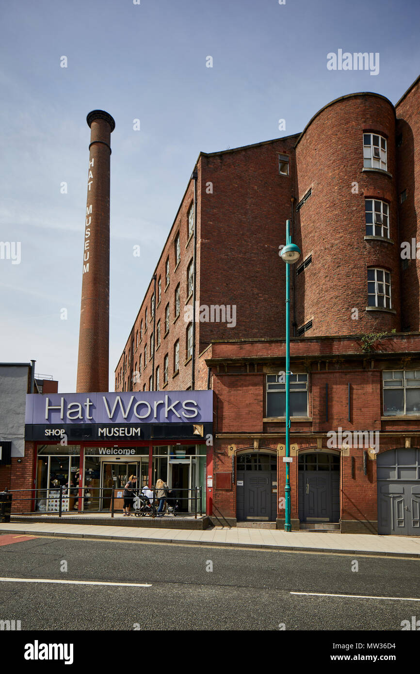 Stockport Town centre's landmark Hat Works tourist museum Wellington Mil a fireproof cotton spinning mill  Grade II listed Stock Photo
