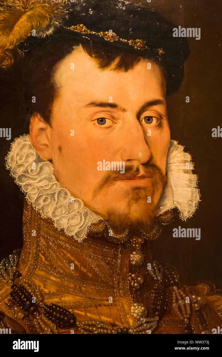 England, London, Hertford House, The Wallace Collection, Painting of Robert Dudley the First Earl of Leicester Stock Photo