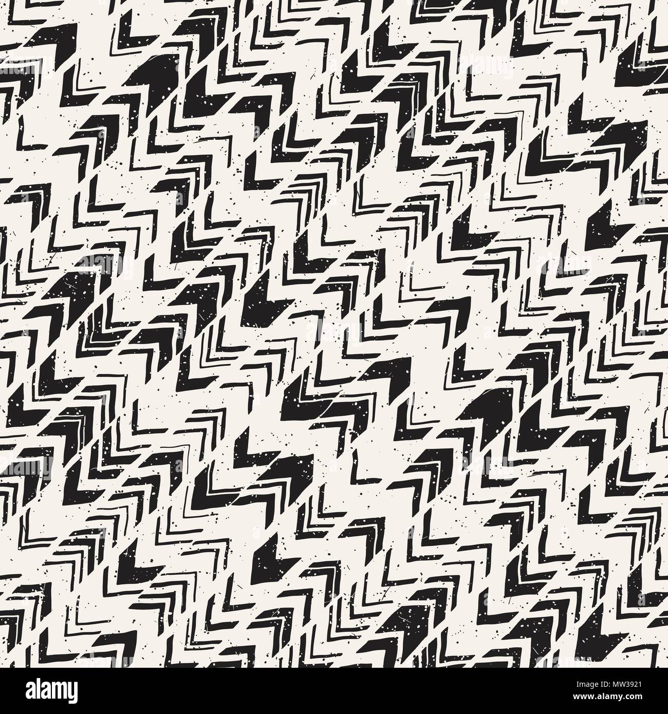 Vector seamless freehand pattern. Doodle monochrome print with hand ...