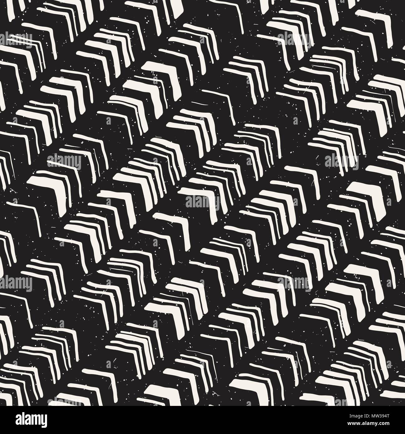 Vector seamless freehand pattern. Doodle monochrome print with hand ...