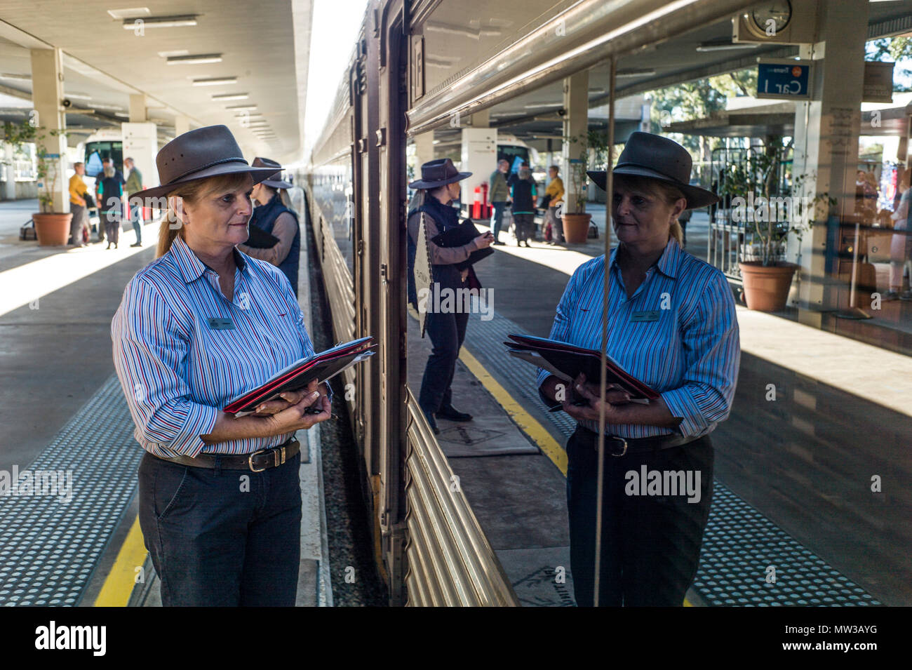 Indian Pacific rail journey from Perth to Sydney Australia. East Perth